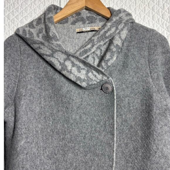 Chiaramente Women M Gray Animal Print Wool Sweater Jacket Winter Career - Picture 2 of 9